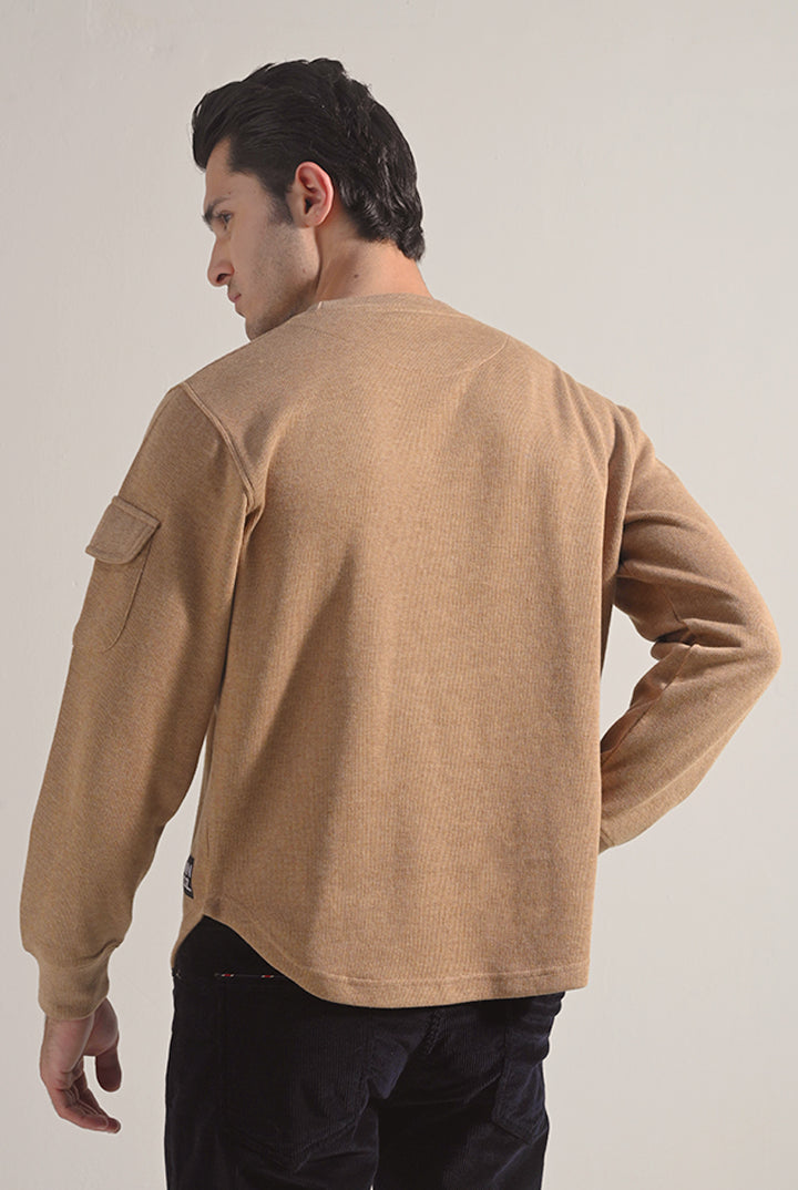 Textured Sweatshirt - Brown - Mendeez
