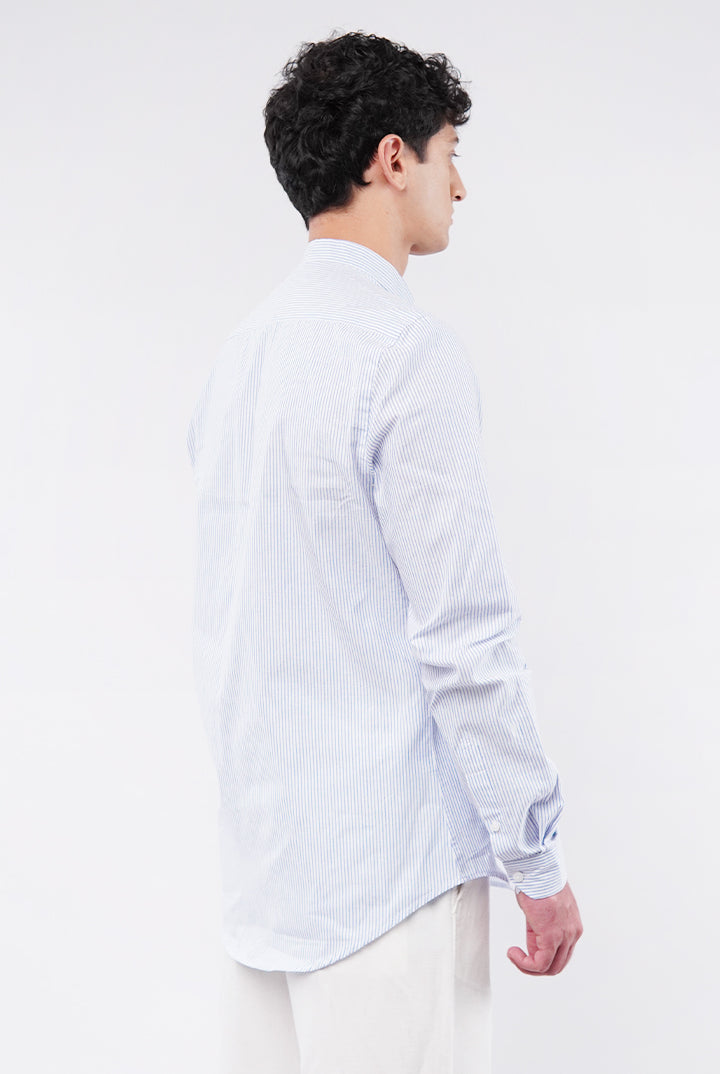Striped Linen Shirt - Blue & White - Mendeez