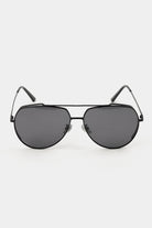 Double Bridge Round Sunglasses - Black - Mendeez