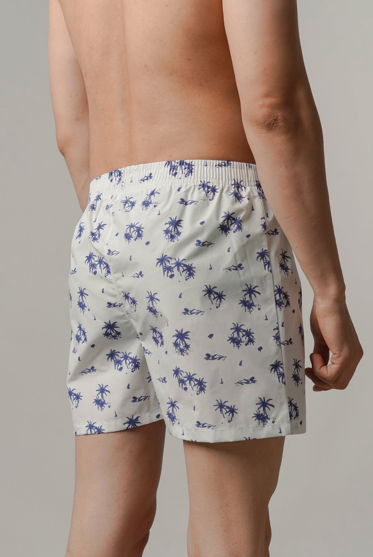 Printed Woven Boxer Shorts - White - Mendeez