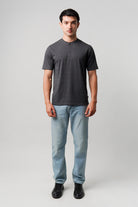Regular Fit Henley T-Shirt - Charcoal Grey - Mendeez