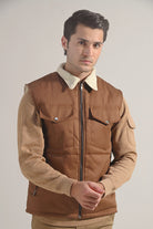 Sleeveless Cotton Jacket - Brown - Mendeez