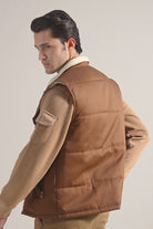 Sleeveless Cotton Jacket - Brown - Mendeez