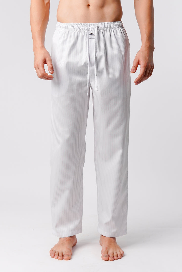 Striped Woven Pajamas - White & Pink - Mendeez