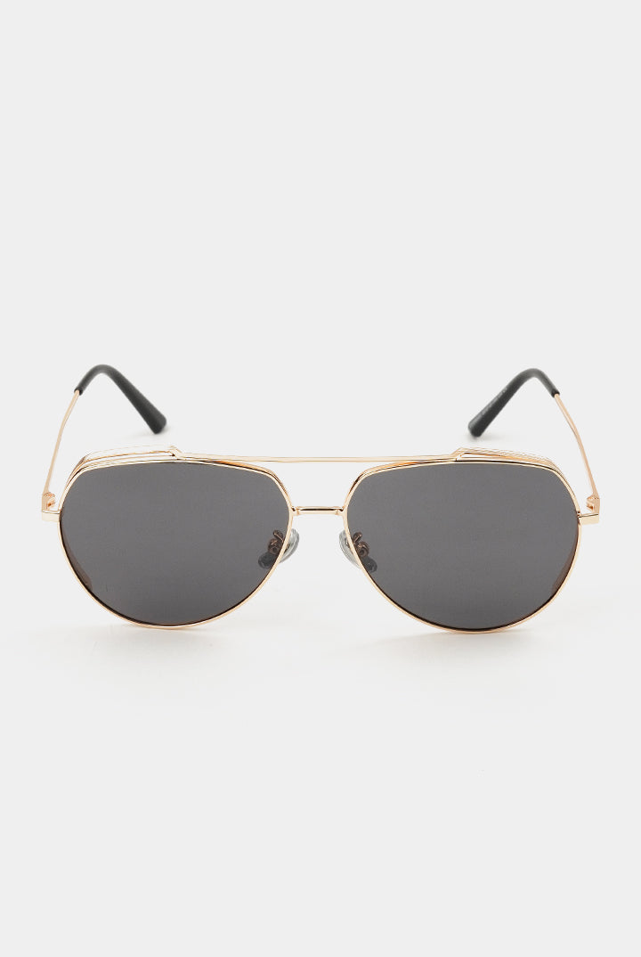 Double Bridge Round Sunglasses - Gold - Mendeez