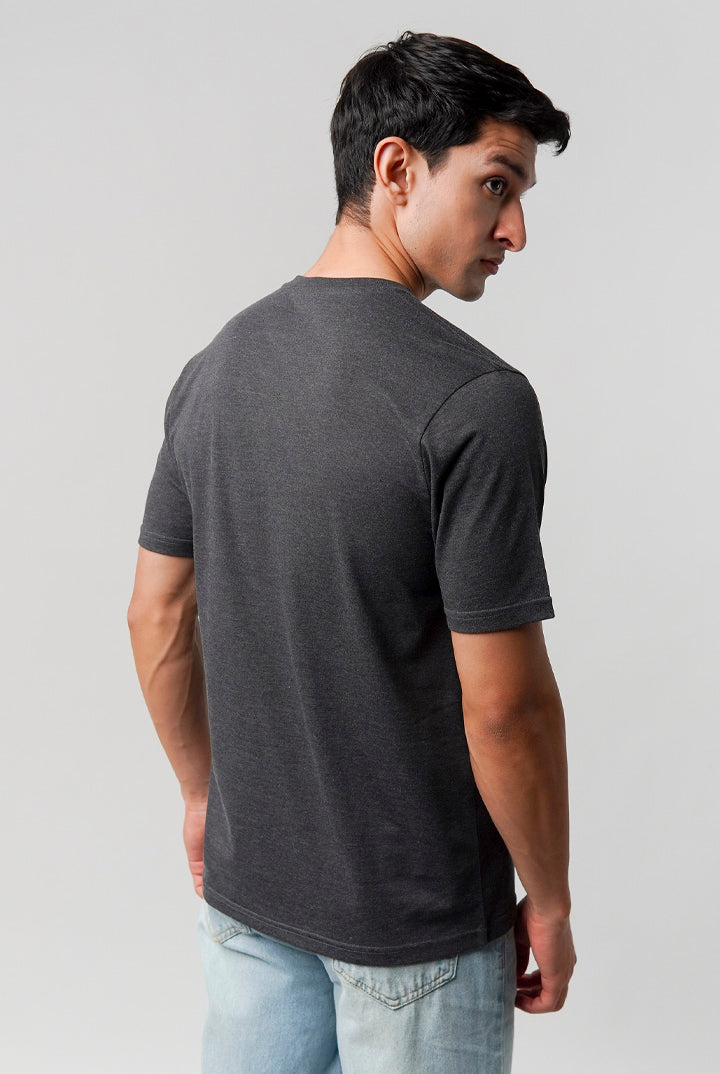 Regular Fit V-Neck T-Shirt - Charcoal Grey - Mendeez
