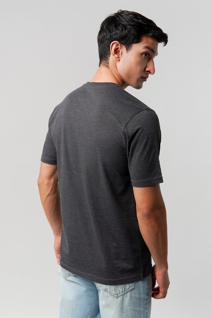 Regular Fit V-Neck T-Shirt - Charcoal Grey - Mendeez
