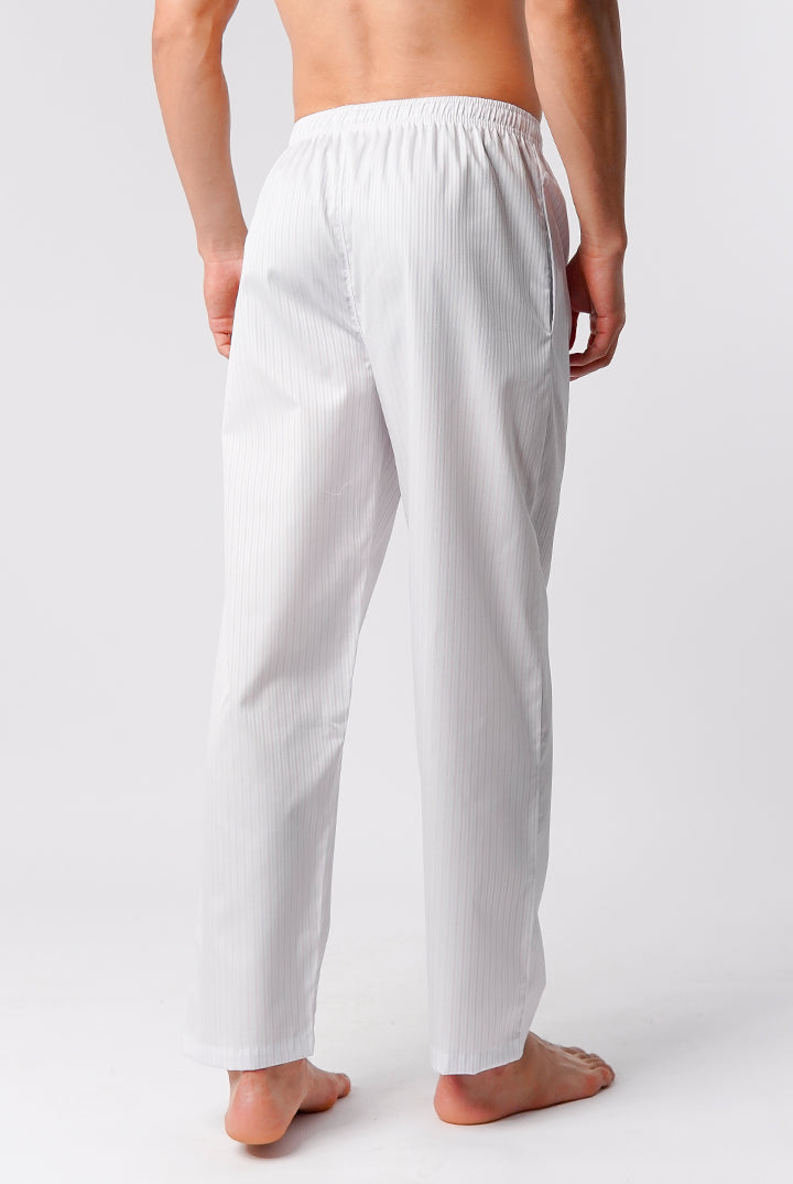 Striped Woven Pajamas - White & Pink - Mendeez