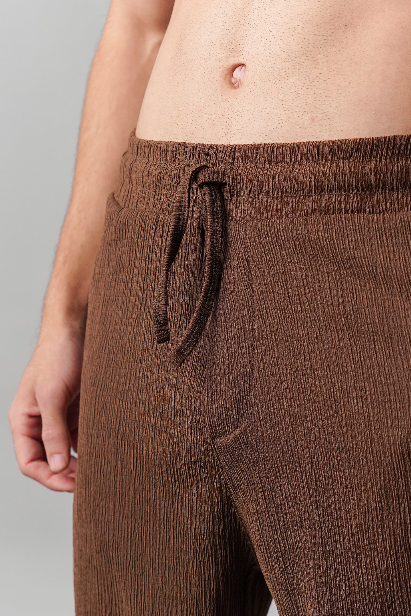 Textured Shorts - Brown - Mendeez