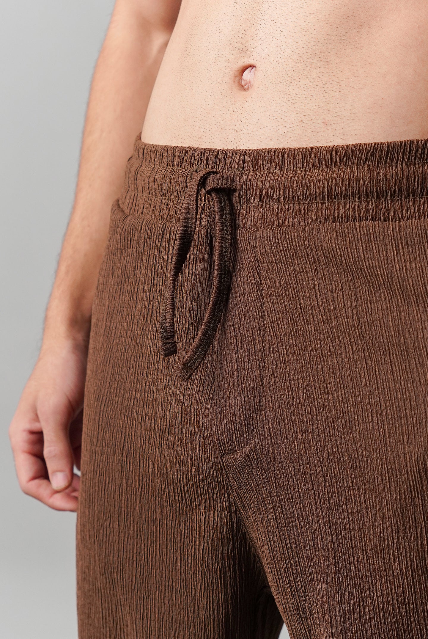Textured Shorts - Brown - Mendeez