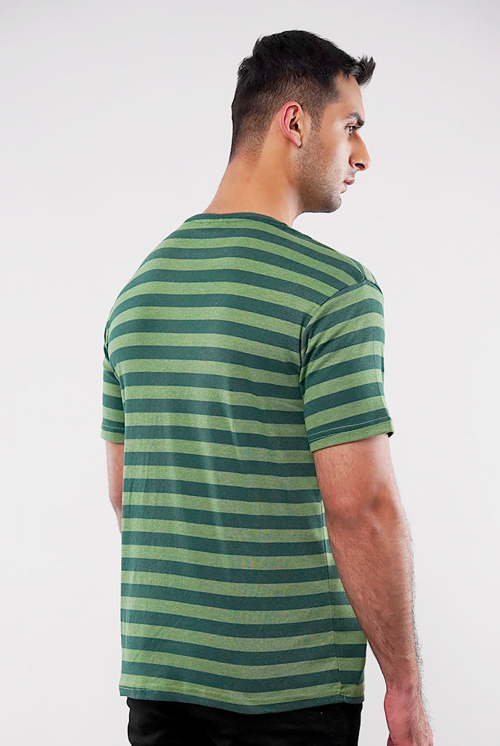 Striped Pocket T-Shirt - Green - Mendeez