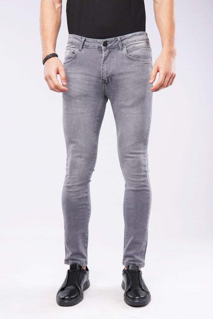 Faded Slim Fit Denim - Charcoal Grey - Mendeez