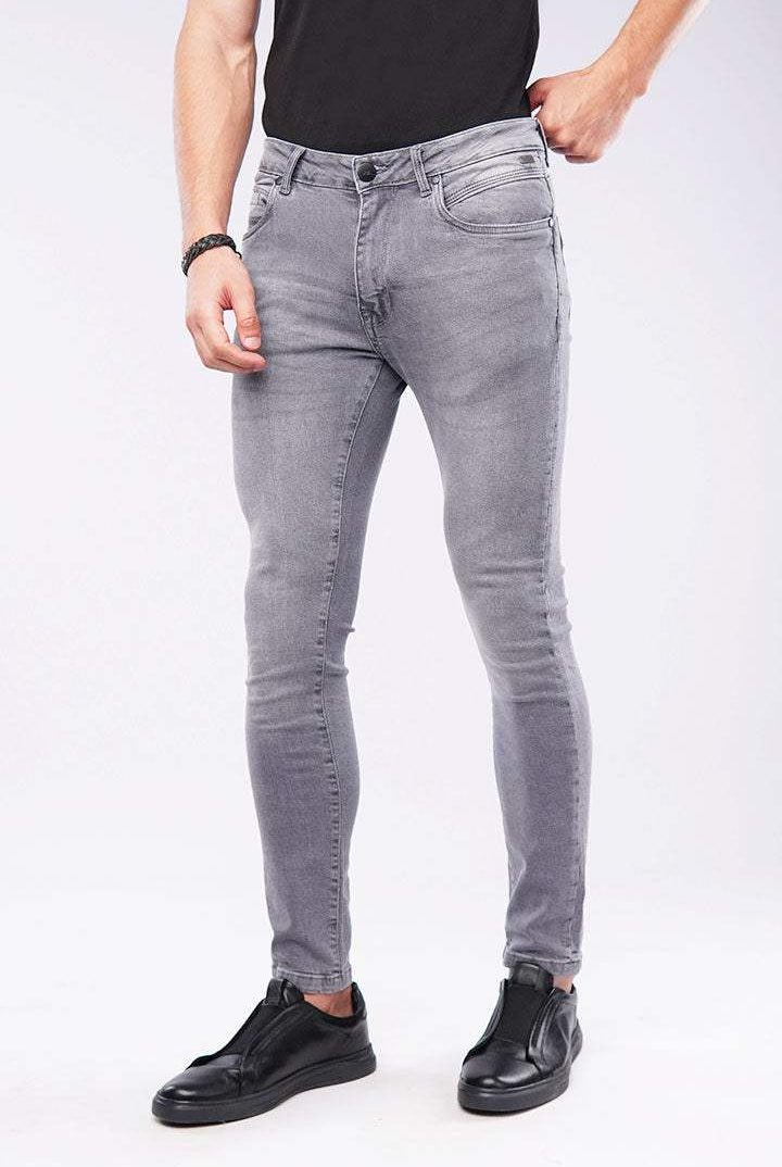 Faded Slim Fit Denim - Charcoal Grey - Mendeez