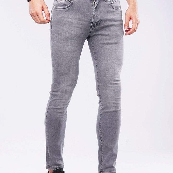 Faded Slim Fit Denim - Charcoal Grey - Mendeez