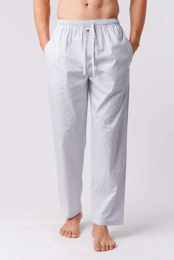 Check Woven Pajamas - Blue & White - Mendeez