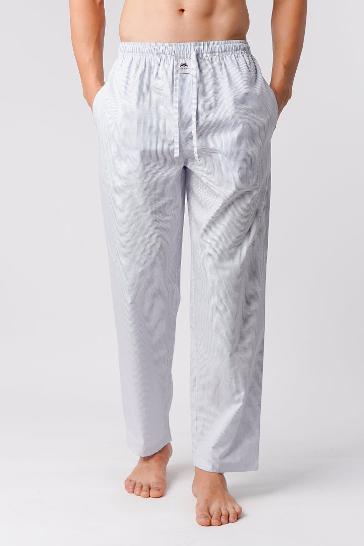 Check Woven Pajamas - Blue & White - Mendeez