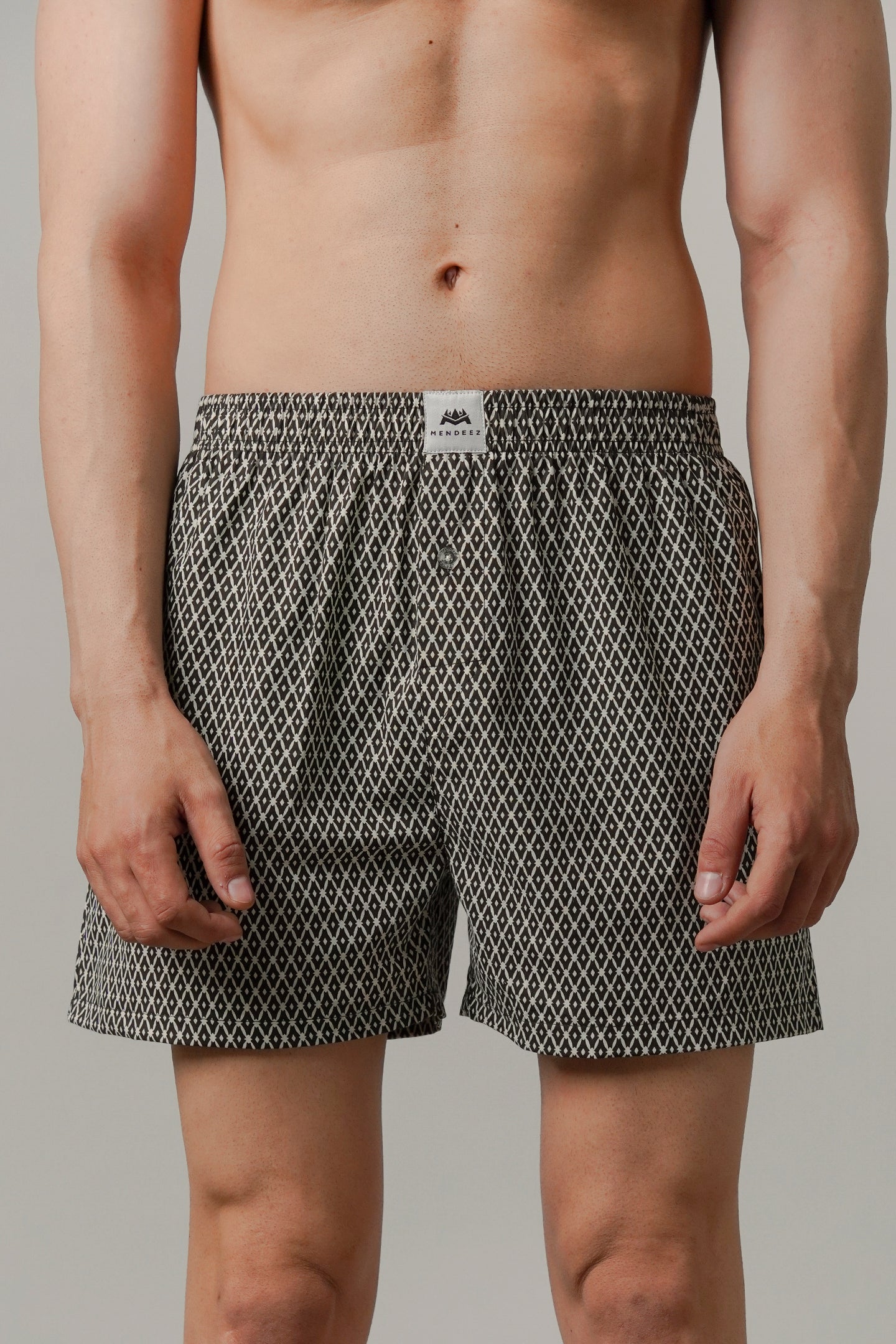 Printed Woven Boxer Shorts - Black - Mendeez