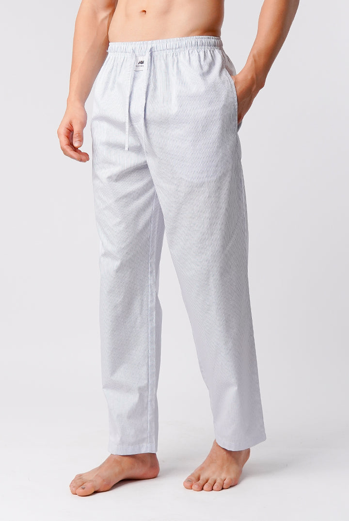 Check Woven Pajamas - Blue & White - Mendeez
