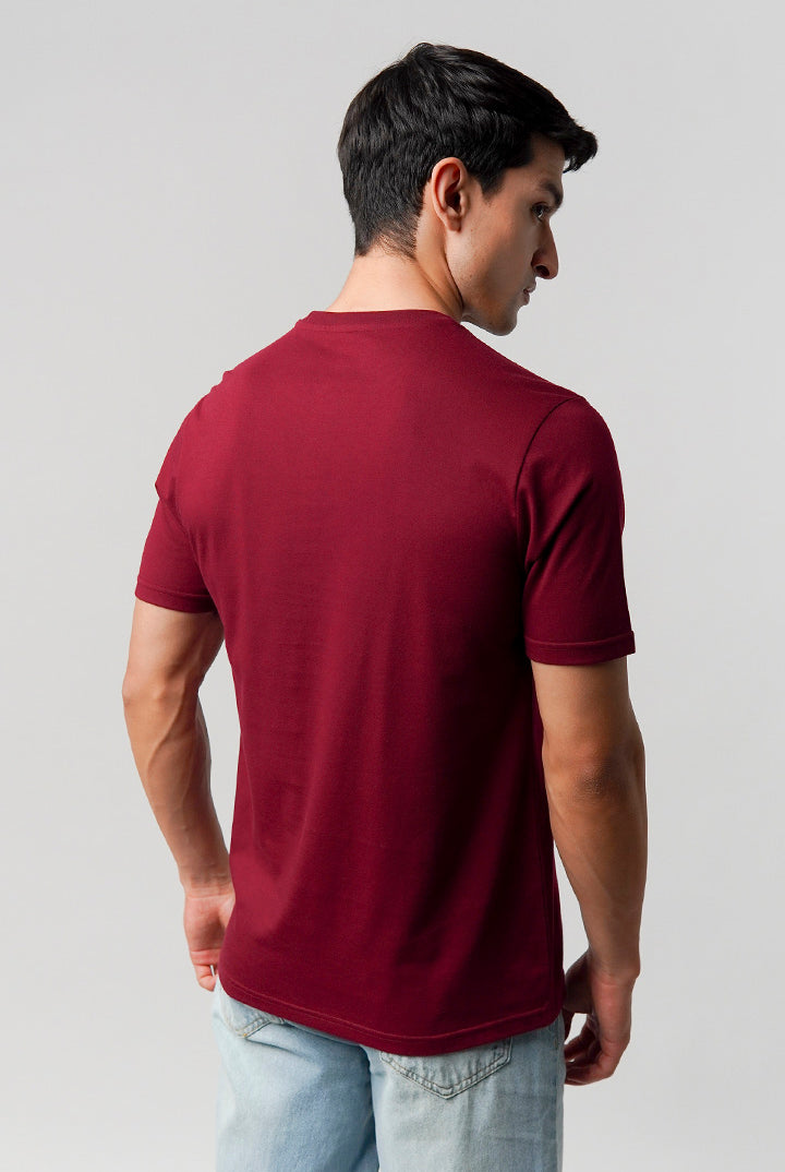 Regular Fit Crew Neck T-Shirt - Maroon - Mendeez