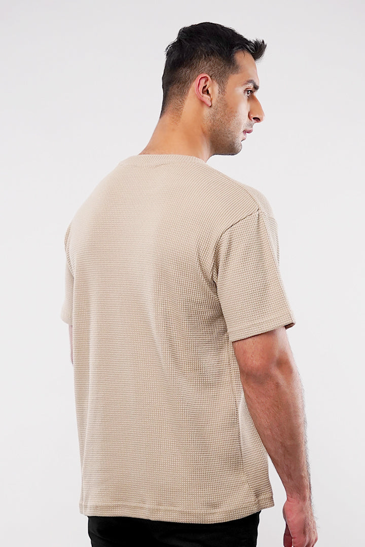 Textured Oversized T-Shirt - Cream - Mendeez