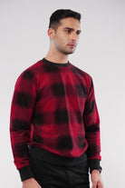 Check Terry Sweatshirt - Red & Black - Mendeez