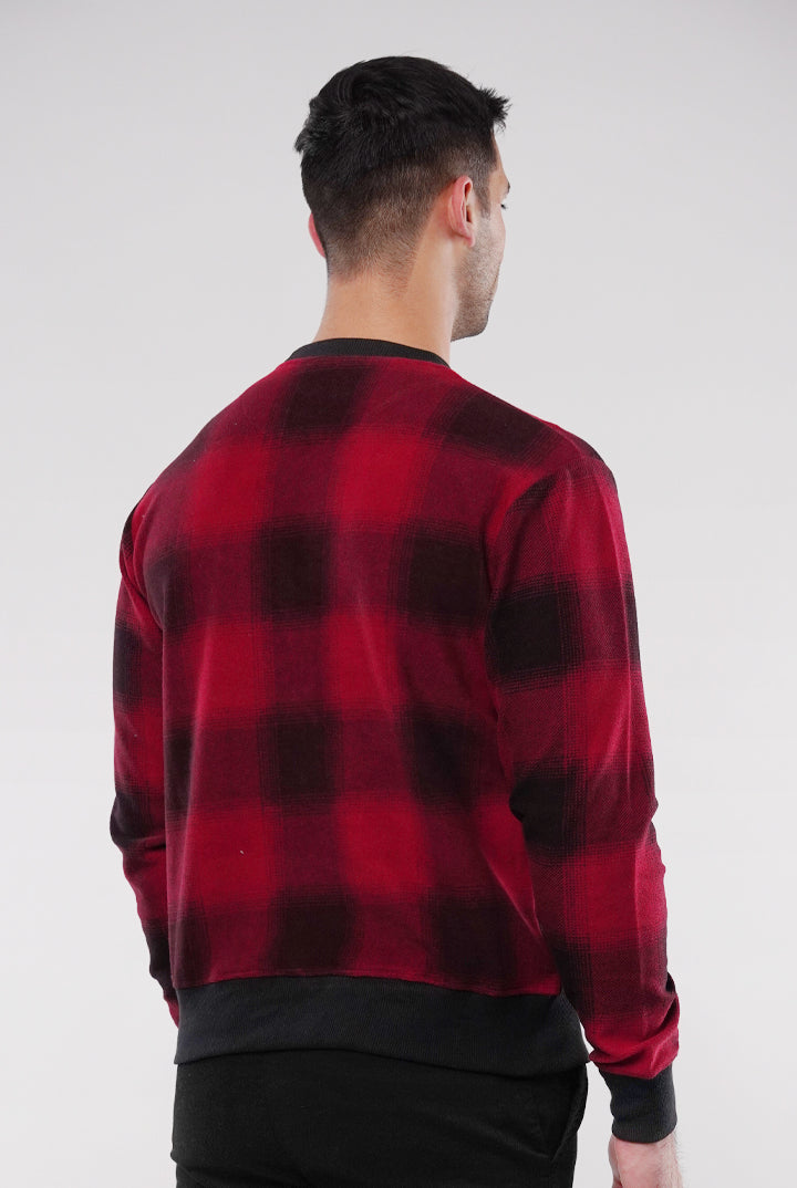 Check Terry Sweatshirt - Red & Black - Mendeez