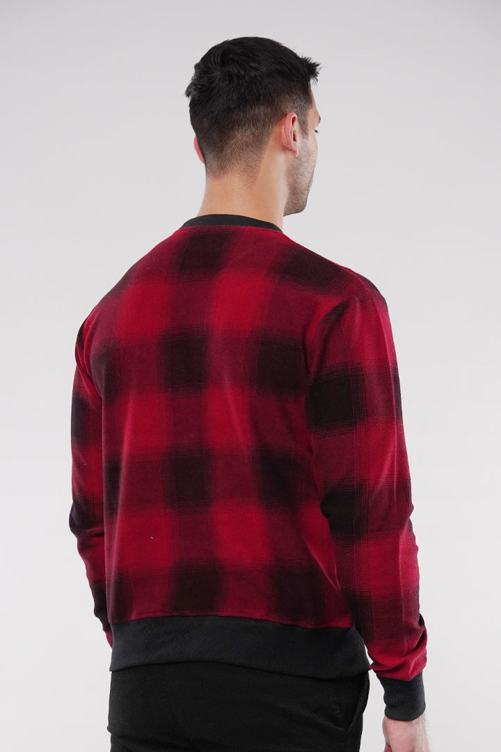 Check Terry Sweatshirt - Red & Black - Mendeez