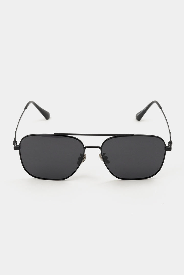 Double Bridge Square Sunglasses - Black - Mendeez