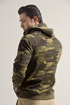 Camouflage Half Zipper Hoodie - Green - Mendeez