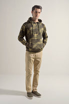 Camouflage Half Zipper Hoodie - Green - Mendeez