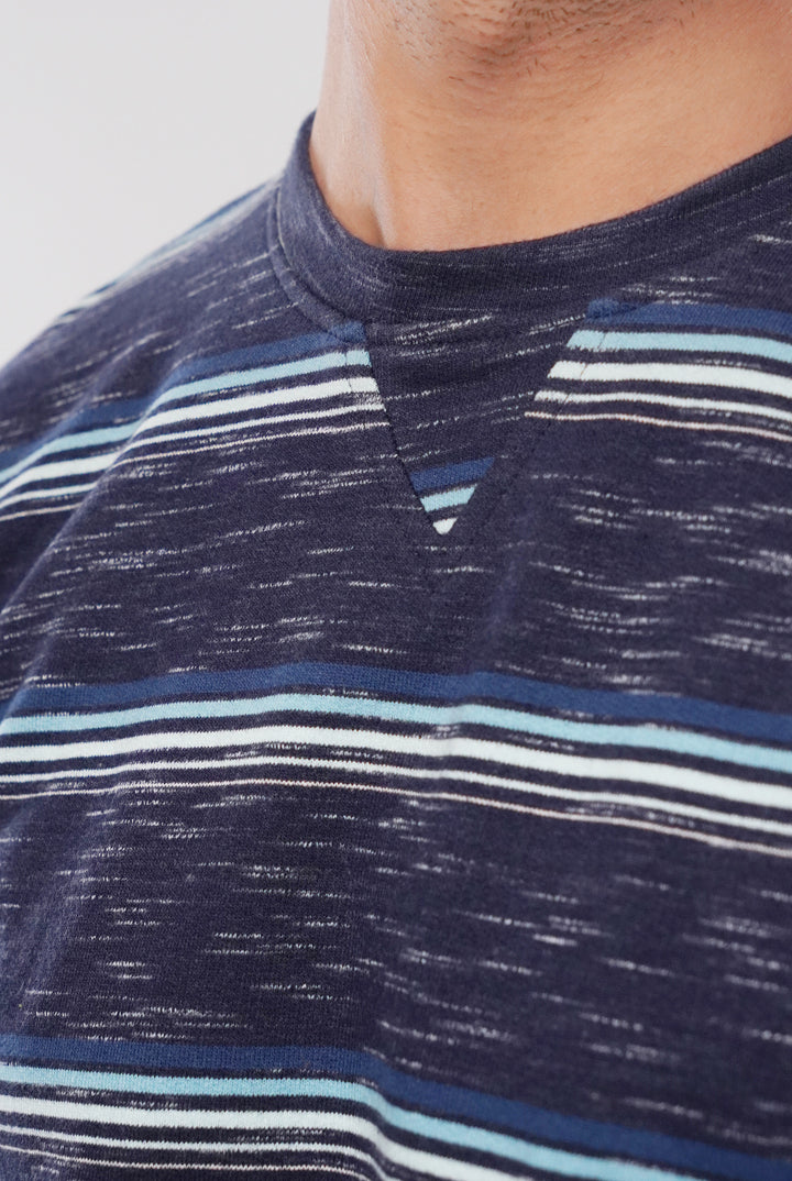Striped Terry Sweatshirt - Blue - Mendeez
