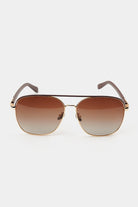 Double Bridge Square Sunglasses - Brown - Mendeez