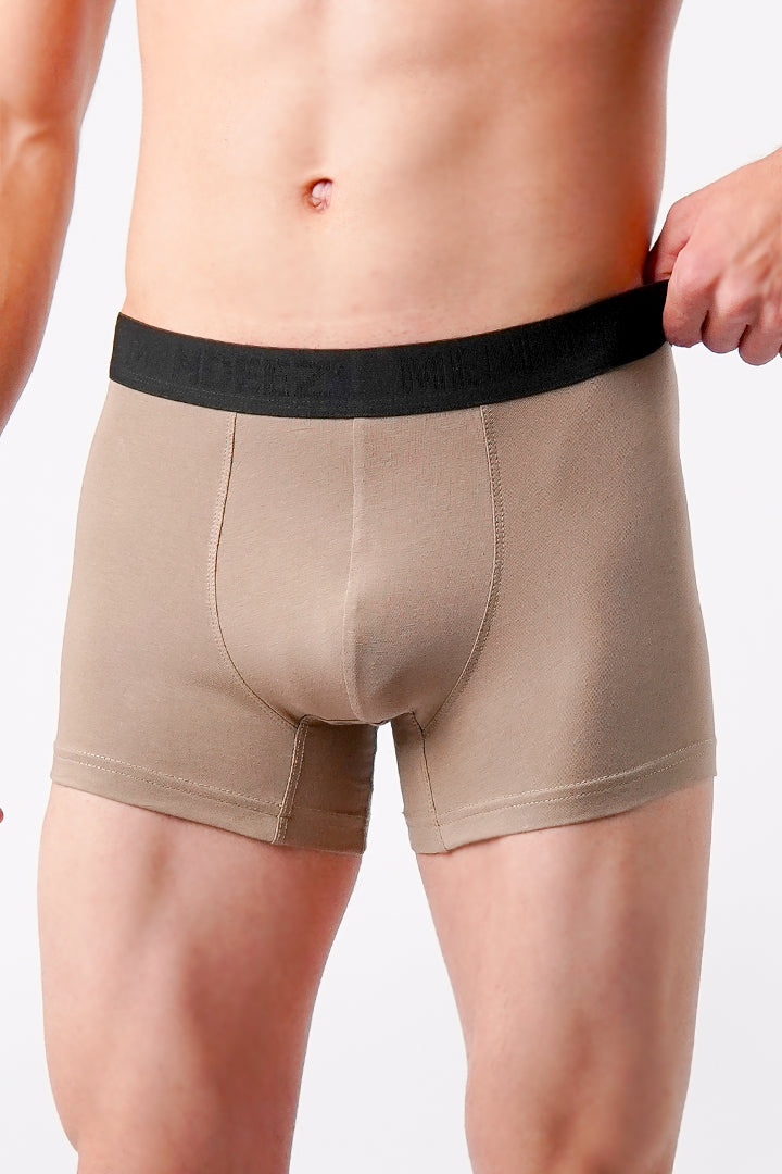 Boxer Trunks - Burgundy, Charcoal Grey & Beige Pack Of 3 - Mendeez