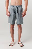 Linen Blend Shorts - Ocean Blue - Mendeez