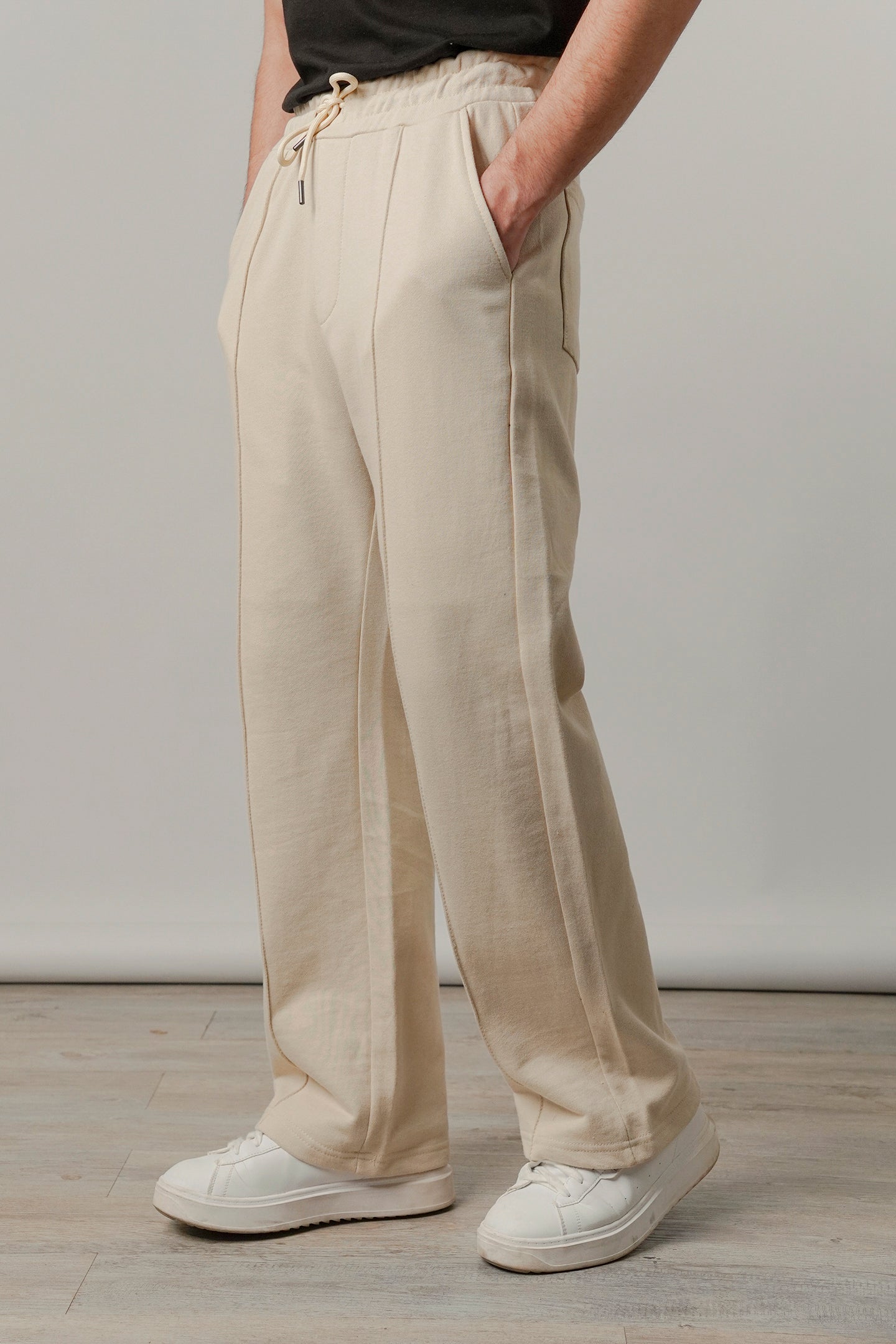 Pintex Jogger Pants - Cream - Mendeez