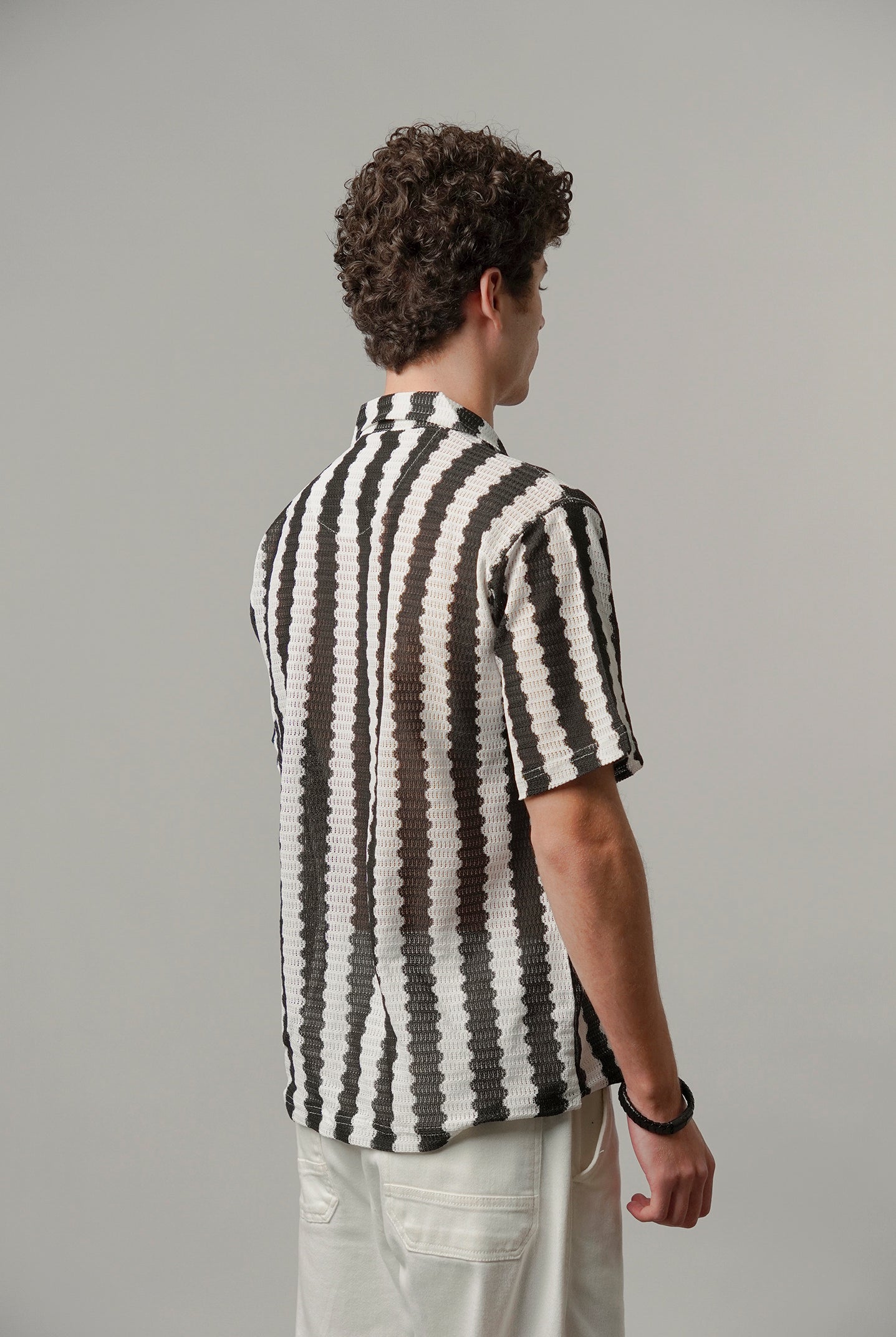 Striped Cuban Shirt - Black & White - Mendeez