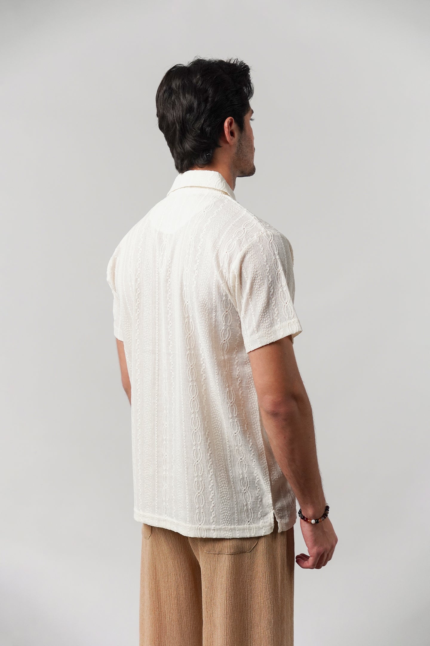 Knitted Polo Shirt - Off-White - Mendeez