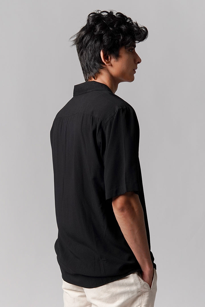 Linen Cuban Shirt - Black - Mendeez