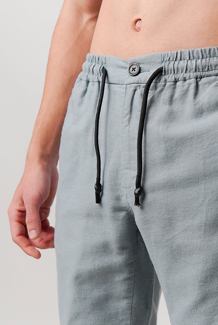 Linen Blend Shorts - Ocean Blue - Mendeez