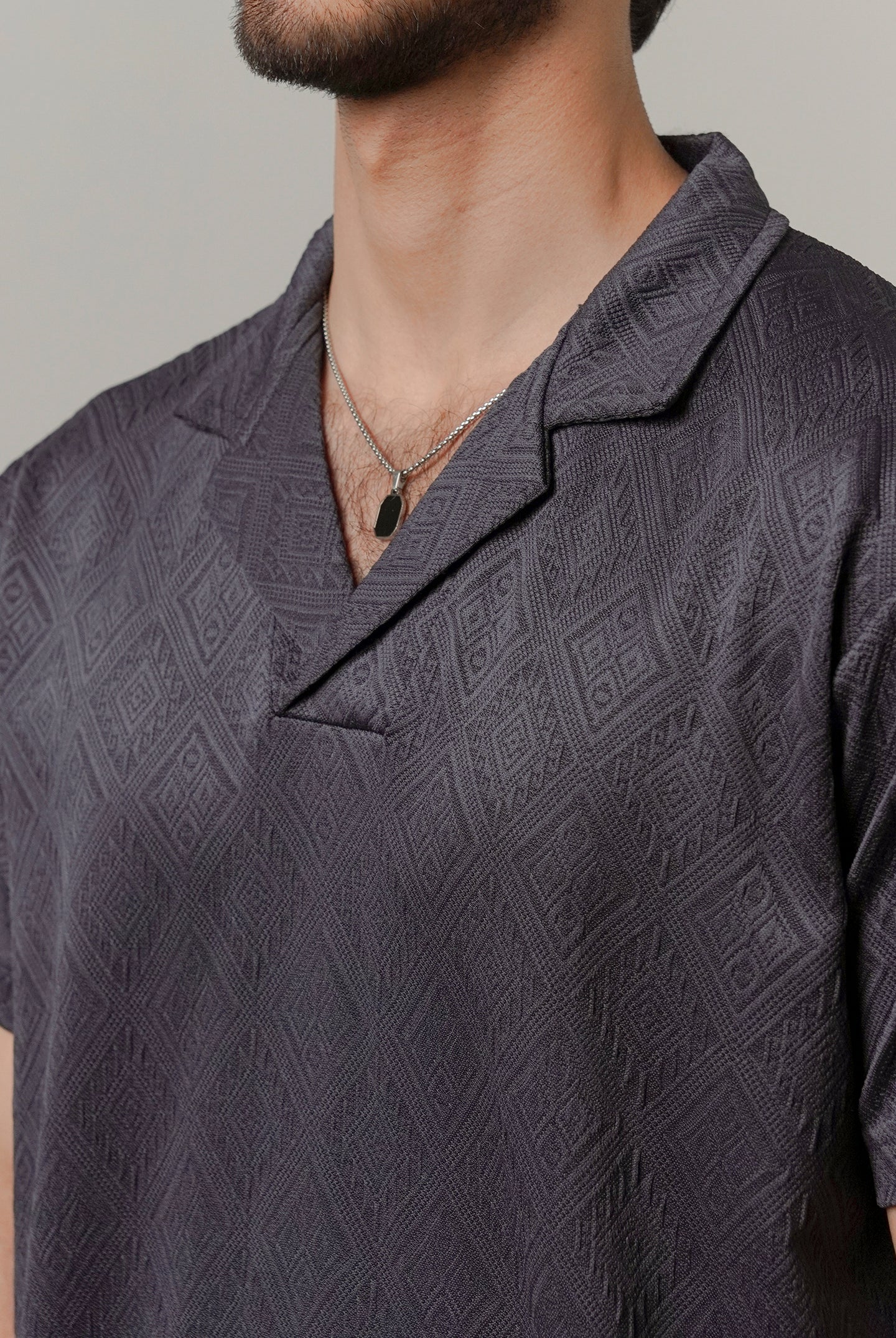 Cuban Collar Polo - Greyish Blue - Mendeez