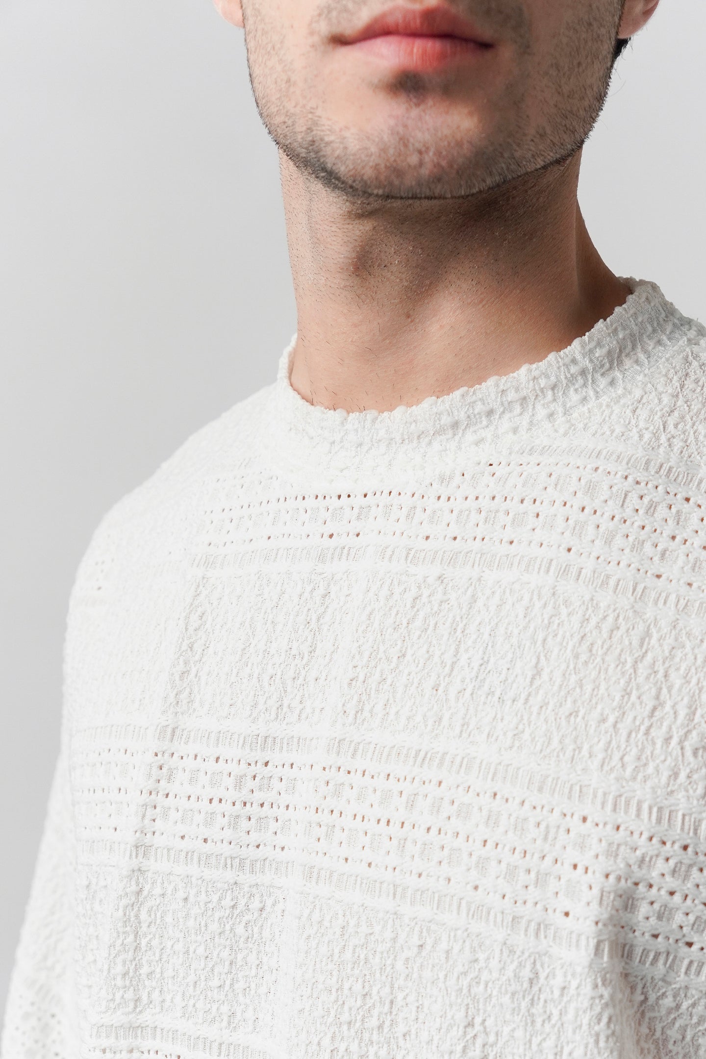 Textured Oversized T-Shirt - White - Mendeez