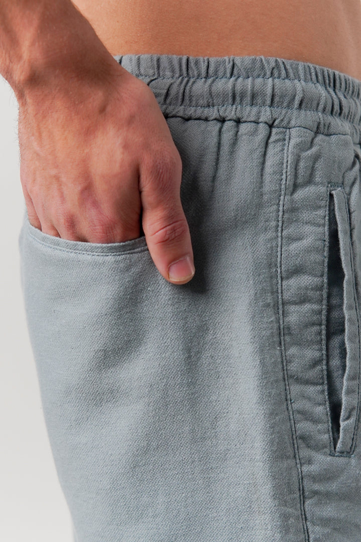 Linen Blend Shorts - Ocean Blue - Mendeez