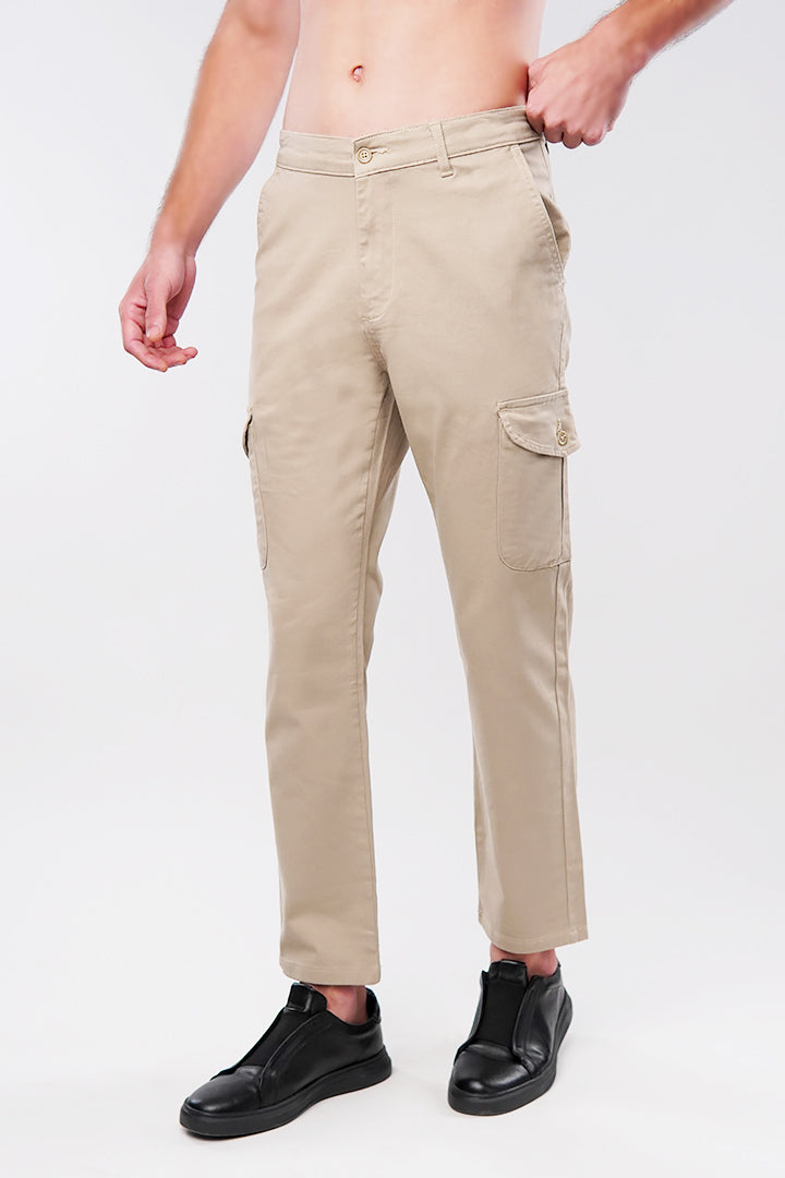 Straight Cargo Pants - Beige - Mendeez