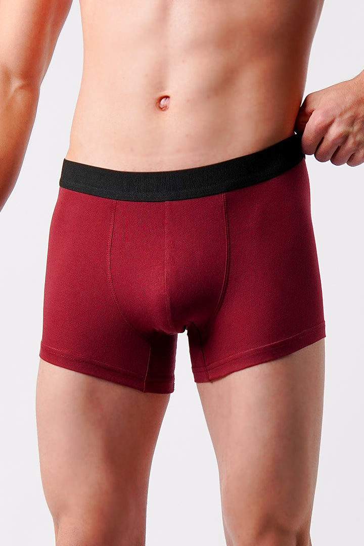 Boxer Trunks - Burgundy, Charcoal Grey & Beige Pack Of 3 - Mendeez