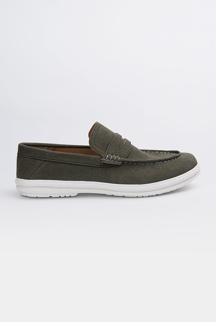 Slip On Suede Loafers - Green - Mendeez