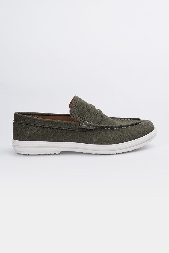 Slip On Suede Loafers - Green - Mendeez