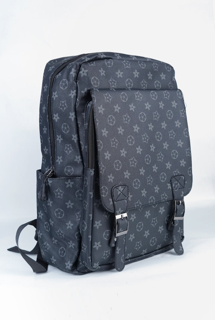 Monogram Heritage Satchel Backpack - Charcoal Black - Mendeez