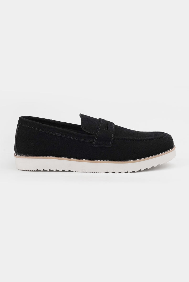 Slip On Suede Loafers - Black - Mendeez