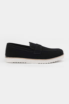 Slip On Suede Loafers - Black - Mendeez