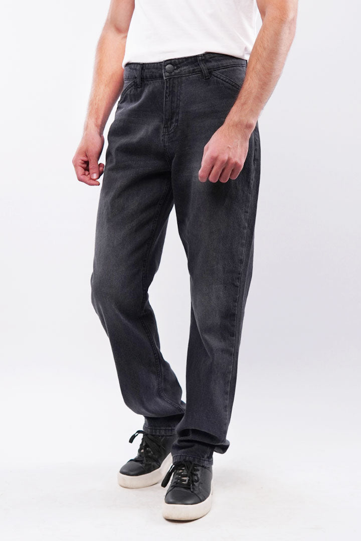 Straight Fit Denim - Faded Black - Mendeez